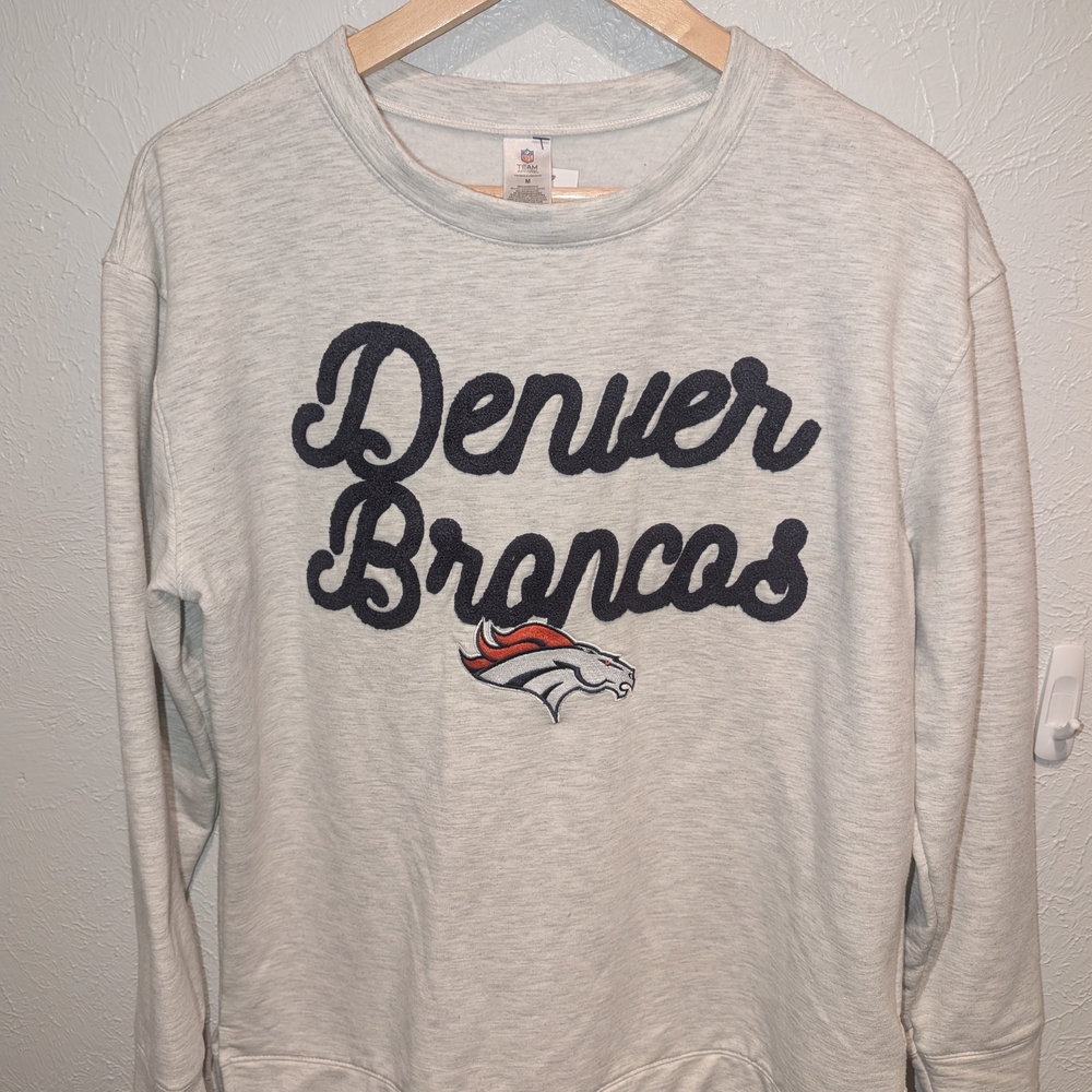 Team Apparel Denver Broncos Cream Crewneck Sweater